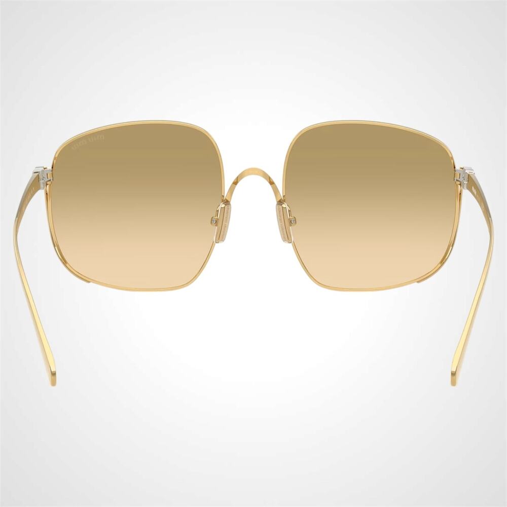 New MIU MIU Sunglasses Gold Metal Square Camomilla Gradient Lens - Picture 4 of 7